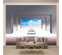 XLMING Ciel Bleu Nuages Blancs Mer Espace Extension 3D Papier Peint Luxe Décoration Manger Adulte Intérieure Salon Canapé Chambre Fond TV Mur-350cm×256cm