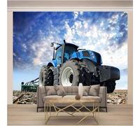 XLMING Ciel Bleu Nuages Blancs Tridimensionnel Bleu Tracteur 3D Papier Peint Luxe Décoration Manger Adulte Intérieure Salon Canapé Chambre Fond TV Mur-430cm×300cm