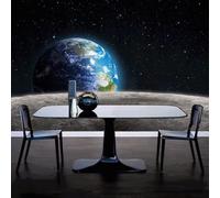XLMING Ciel Étoilé Simple Et Rêveur Cartoon Planet Earth 3D Papier Peint Premium Texturé Soie Bureau Salle à Manger Salon Chambre Coucher Canapé TV Mur-400cm×280cm