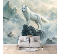 XLMING Ciel Montagnes Arbres Loup En Trois Dimensions 3D Papier Peint Premium Texturé Soie Bureau Salle à Manger Salon Chambre Coucher Canapé TV Mur-300cm×210cm