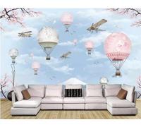 XLMING Ciel Montagnes Enneigées Oiseaux En Vol Montgolfière Avion 3D Papier Peint Luxe Décoration Manger Adulte Intérieure Salon Canapé Chambre Fond TV Mur-350cm×256cm