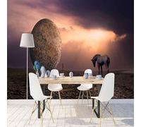 XLMING Ciel Stéréoscopique Cheval Noir Statue Figurine Figure 3D Papier Peint Luxe Décoration Manger Adulte Intérieure Salon Canapé Chambre Fond TV Mur-200cm×140cm