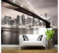 XLMING Classique Noir Et Blanc Architecture Urbaine Pont Vue De Nuit 3D Papier Peint Luxe Décoration Manger Adulte Intérieure Salon Canapé Chambre Fond TV Mur-250cm×170cm
