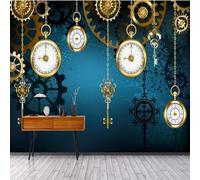 XLMING Clé D'Horloge Vintage Graffiti Tool Art Papier Peint 3D Soie Texturée Haut De Gamme Salon Canapé Chambre À Coucher Salle Manger Murale-400cm×280cm