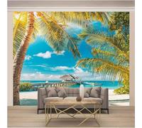 XLMING Cocotier Blue Sky Sea Beach 3D Papier Peint Luxe Décoration Manger Adulte Intérieure Salon Canapé Chambre Fond TV Mur-200cm×140cm