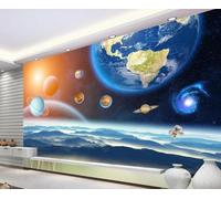 XLMING Cosmos Ciel Étoilé Planète Astronaute En Trois Dimensions 3D Papier Peint Texture Soyeuse Intissé Salle à Manger Bureau D'étude Canapé Chambre Salon TV Mur-400cm×280cm