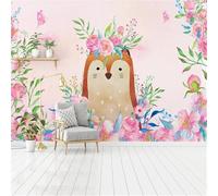 XLMING Cosy Bel Animal Renard Fleur Rose Papier Peint 3D Soie De Luxe Intissé Bureau Salle à Manger Canapé Chambre Salon TV Mural Décoratif-430cm×300cm
