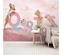 XLMING Cosy Cartoon Animal Kitten Piggy Clouds 3D Papier Peint Texture Soyeuse Intissé Salle à Manger Bureau D'étude Canapé Chambre Salon TV Mur-150cm×105cm