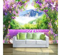 XLMING Cosy Lavender Flower Sea Mountain Forest Papier Peint 3D Soie Texturée Haut De Gamme Salon Canapé Chambre À Coucher Salle Manger Murale-300cm×210cm