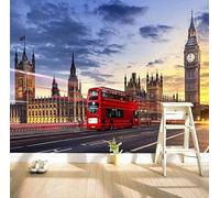 XLMING Coucher De Soleil Ciel Architecture Rouge Voiture 3D Papier Peint Luxe Décoration Manger Adulte Intérieure Salon Canapé Chambre Fond TV Mur-430cm×300cm