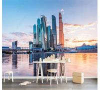 XLMING Coucher De Soleil Éthéré Architecture Urbaine Pont Sur La Rivière 3D Papier Peint Luxe Décoration Manger Adulte Intérieure Salon Canapé Chambre Fond TV Mur-430cm×300cm