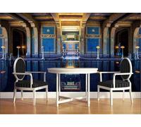 XLMING Couloir Géométrique Bleu D'Architecture De Château 3D Papier Peint Premium Texturé Soie Bureau Salle à Manger Salon Chambre Coucher Canapé TV Mur-300cm×210cm