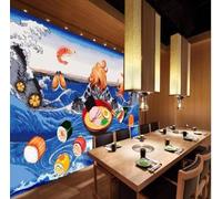 XLMING Créatif Chaîne De Montagnes Océan Vagues Sushi 3D Papier Peint Luxe Décoration Manger Adulte Intérieure Salon Canapé Chambre Fond TV Mur-200cm×140cm