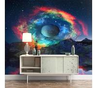 XLMING Créatif Coloré Cosmos Ciel Étoilé Planète 3D Papier Peint Texture Soyeuse Intissé Salle à Manger Bureau D'étude Canapé Chambre Salon TV Mur-350cm×256cm