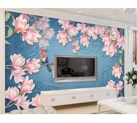 XLMING Créatif En Relief Fleurs Roses Petits Oiseaux 3D Papier Peint Luxe Décoration Manger Adulte Intérieure Salon Canapé Chambre Fond TV Mur-350cm×256cm