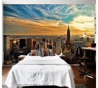 XLMING Créatif Esthétique Coucher De Soleil Architecture Urbaine Paysage Papier Peint 3D Soie De Luxe Intissé Bureau Salle à Manger Canapé Chambre Salon TV Mural Décoratif-350cm×256cm
