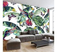 XLMING Créatif Et Coloré Feuille De Bananier Oiseau En Vol Papillon 3D Papier Peint Premium Texturé Soie Bureau Salle à Manger Salon Chambre Coucher Canapé TV Mur-200cm×140cm