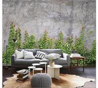 XLMING Créatif Feuilles Vertes Vignes Gris Mur En Béton 3D Papier Peint Luxe Décoration Manger Adulte Intérieure Salon Canapé Chambre Fond TV Mur-150cm×105cm
