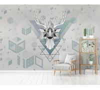 XLMING Créatif Graffiti Géométrique Élan Art Papier Peint 3D Soie De Luxe Intissé Bureau Salle à Manger Canapé Chambre Salon TV Mural Décoratif-250cm×170cm