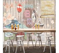 XLMING Créatif Grain De Bois Montagnes Enneigées Architecture Fleurs 3D Papier Peint Luxe Décoration Manger Adulte Intérieure Salon Canapé Chambre Fond TV Mur-200cm×140cm