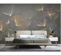 XLMING Créatif Ligne Relief Multicolore Feuille De Ginkgo 3D Papier Peint Luxe Décoration Manger Adulte Intérieure Salon Canapé Chambre Fond TV Mur-150cm×105cm