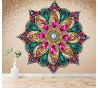 XLMING Créatif Motifs Floraux Colorés Détails De Pierres Précieuses Texture Dorée Art 3D Papier Peint Texture Soyeuse Intissé Salle à Manger Bureau Canapé Chambre Salon TV Mur-430cm×300cm