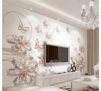 XLMING Créatif Rétro Diamants Bijoux Papillons Art 3D Papier Peint Texture Soyeuse Intissé Salle à Manger Bureau D'étude Canapé Chambre Salon TV Mur-150cm×105cm
