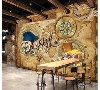 XLMING Créatif Rétro Nostalgique Pirates Navigation 3D Papier Peint Texture Soyeuse Intissé Salle à Manger Bureau D'étude Canapé Chambre Salon TV Mur-400cm×280cm