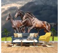XLMING Créatif Rétro Original Artistique Prairie Cheval Noir 3D Papier Peint Texture Soyeuse Intissé Salle à Manger Bureau D'étude Canapé Chambre Salon TV Mur-400cm×280cm