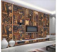 XLMING Créatif Rétro Sculpture Sur Bois Lettres Art 3D Papier Peint Luxe Décoration Manger Adulte Intérieure Salon Canapé Chambre Fond TV Mur-400cm×280cm