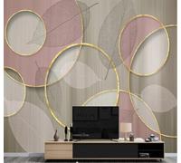 XLMING Créatif Rose Doré Rond Feuille 3D Papier Peint Texture Soyeuse Intissé Salle à Manger Bureau D'étude Canapé Chambre Salon TV Mur-400cm×280cm