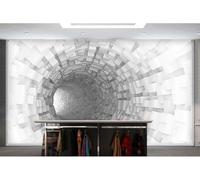 XLMING Créatif Tridimensionnel Blanc Mur De Briques Tunnel 3D Papier Peint Texture Soyeuse Intissé Salle à Manger Bureau D'étude Canapé Chambre Salon TV Mur-250cm×170cm
