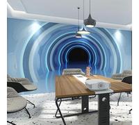 XLMING Créatif Tridimensionnel Bleu Géométrique Tunnel 3D Papier Peint Texture Soyeuse Intissé Salle à Manger Bureau D'étude Canapé Chambre Salon TV Mur-150cm×105cm