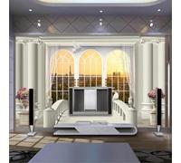 XLMING Créatif Tridimensionnel Colonnes Romaines Architecture Oiseaux En Vol 3D Papier Peint Texture Soyeuse Intissé Salle à Manger Bureau D'étude Canapé Chambre Salon TV Mur-200cm×140cm