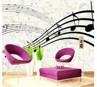 XLMING Créatif Tridimensionnel Géométrique Noir Et Blanc Notes De Musique 3D Papier Peint Texture Soyeuse Intissé Salle à Manger Bureau D'étude Canapé Chambre Salon TV Mur-200cm×140cm