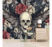 XLMING Créatif Vintage Squelette Ailes Floral 3D Papier Peint Luxe Décoration Manger Adulte Intérieure Salon Canapé Chambre Fond TV Mur-350cm×256cm