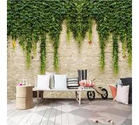 XLMING Créativité Mur De Briques Plantes Lianes Papillons 3D Papier Peint Luxe Décoration Manger Adulte Intérieure Salon Canapé Chambre Fond TV Mur-430cm×300cm