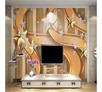XLMING Créativité Or Géométrique Étoiles Diamants 3D Papier Peint Premium Texturé Soie Bureau Salle à Manger Salon Chambre Coucher Canapé TV Mur-350cm×256cm