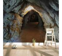 XLMING Créativité Relief Grotte Tunnel Mur De Pierre 3D Papier Peint Luxe Décoration Manger Adulte Intérieure Salon Canapé Chambre Fond TV Mur-200cm×140cm