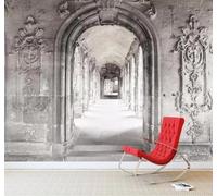 XLMING Créativité Rétro Architecture Couloir Extension De L'Espace Papier Peint 3D Soie De Luxe Intissé Bureau Salle à Manger Canapé Chambre Salon TV Mural Décoratif-200cm×140cm