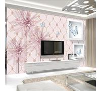 XLMING Créativité Rose Fleurs Papillon Géométrie 3D Papier Peint Luxe Décoration Manger Adulte Intérieure Salon Canapé Chambre Fond TV Mur-250cm×170cm