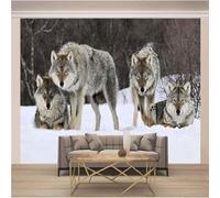 XLMING Cube Forêt Neige Animal Loup 3D Papier Peint Luxe Décoration Manger Adulte Intérieure Salon Canapé Chambre Fond TV Mur-150cm×105cm