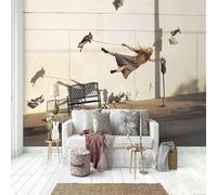 XLMING Cubique Street View Girl Puppy Creative 3D Papier Peint Luxe Décoration Manger Adulte Intérieure Salon Canapé Chambre Fond TV Mur-150cm×105cm