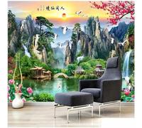 XLMING De Belles Montagnes Élevées Une Cascade Des Pins Des Oiseaux En Vol Un Lac 3D Papier Peint Texture Soyeuse Intissé Salle à Manger Bureau D'étude Canapé Chambre Salon TV Mur-200cm×140cm