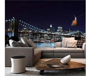 XLMING Décontracté Original Rétro Grand Pont Ville Architecture 3D Papier Peint Texture Soyeuse Intissé Salle à Manger Bureau D'étude Canapé Chambre Salon TV Mur-350cm×256cm