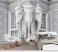 XLMING Décoration De L'Architecture De L'Éléphant Par L'Art En Relief Stéréoscopique 3D Papier Peint Texture Soyeuse Intissé Salle à Manger Bureau D'étude Canapé Chambre Salon TV Mur-350cm×256cm