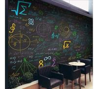XLMING Dessin À La Main Art Formules Mathématiques Couleurs Craie Tableau Noir 3D Papier Peint Texture Soyeuse Intissé Salle à Manger Bureau D'étude Canapé Chambre Salon TV Mur-300cm×210cm