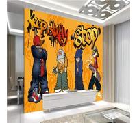 XLMING Dessin À La Main Art Personnages Rue Graffiti Cartoon 3D Papier Peint Premium Texturé Soie Bureau Salle à Manger Salon Chambre Coucher Canapé TV Mur-250cm×170cm