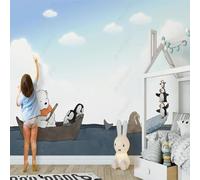 XLMING Dessin À La Main Cartoon Mignon Animaux Ours Polaire Pingouin 3D Papier Peint Premium Texturé Soie Bureau Salle à Manger Salon Chambre Coucher Canapé TV Mur-250cm×170cm