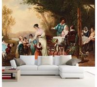 XLMING Dessin À La Main Classique Personnages Forêt Peinture De Paysage 3D Papier Peint Texture Soyeuse Intissé Salle à Manger Bureau D'étude Canapé Chambre Salon TV Mur-250cm×170cm